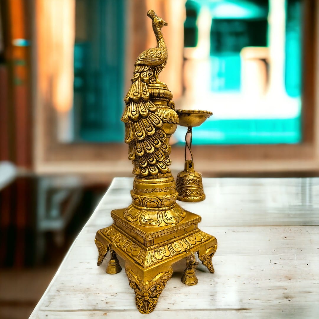 Brass Peacock Lamp Stand
